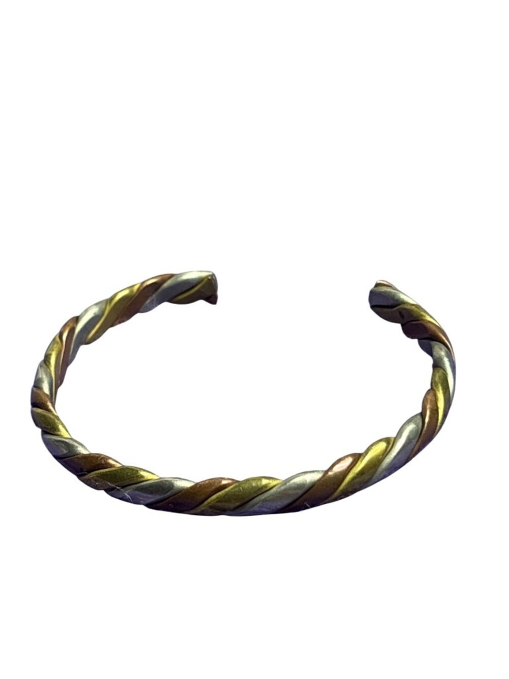 Vintage 3 Tone Metal Twisted Cuff Bracelet 6.25 inches